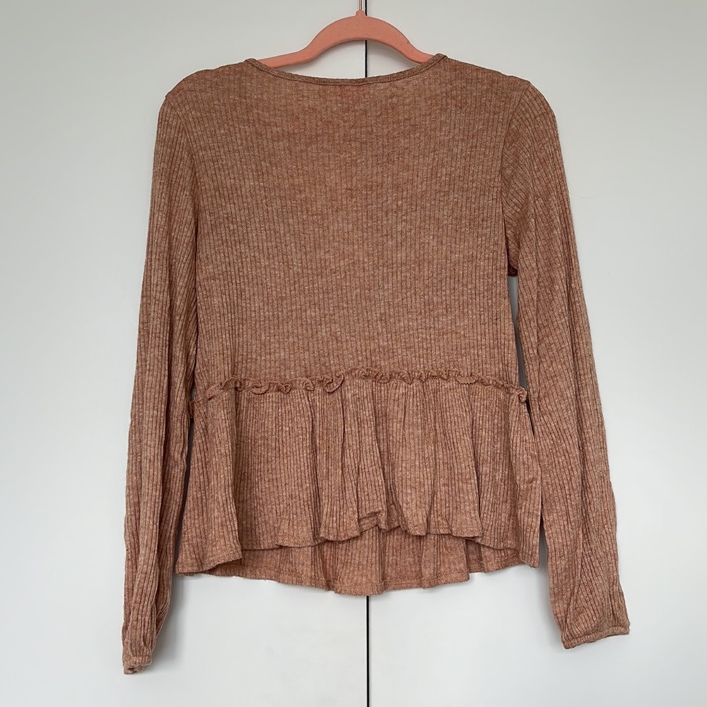 Pink Lily Long Sleeve Ribbed Wrap Top - Picture 5 of 6